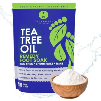 14oz Tea Tree Oil Foot Soak with Epsom Salt and Mint by Truremedy Naturals - Foot Soaking Salts for Dry and Tired Feet - Gently Exfoliates and Refreshes Feet for Soft, Supple Skin