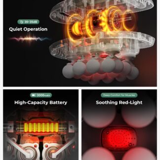 16-Head Massage Gun Deep Tissue with Hand Straps, Electric Muscle Massager with 99 Adjustable Intensities & 9 Modes, Percussion Massager for Back, Legs, Arms, Waist, Shoulders,...