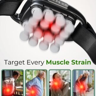 16-Head Massage Gun Deep Tissue with Hand Straps, Electric Muscle Massager with 99 Adjustable Intensities & 9 Modes, Percussion Massager for Back, Legs, Arms, Waist, Shoulders,...