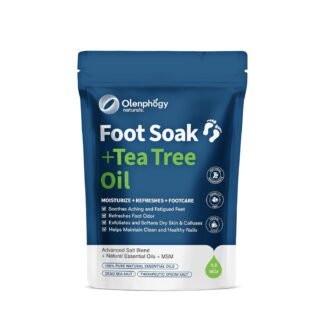 16oz Tea Tree Oil Foot Soak with Epsom Salt - For Stinky Feet, Softens Calluses, Cracked Heel Care, Toenail Repair - Epsom Salts for Soaking, Pedicure Foot Spa for Women, Men