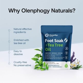 16oz Tea Tree Oil Foot Soak with Epsom Salt - For Stinky Feet, Softens Calluses, Cracked Heel Care, Toenail Repair - Epsom Salts for Soaking, Pedicure Foot Spa for Women, Men