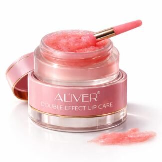 2 in 1 Lip Sleeping Mask, Dual Layer Exfoliating Scrub & Nourishing Lip Balm Jar, Overnight Moisturizing Care for Smooth & Soft Looking Texture