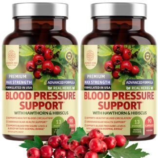 2-Pack N1N Premium Blood Pressure Support with Hawthorn and Hibiscus [13 Potent Ingredients], Natural Supplement to Support Blood Flow Health, 180 Caps