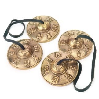 2 Pair Tibetan Tingsha Cymbals, 2.56 Inch Meditation Chime Bells, meditation bell Instruments, Traditional Finger Cymbals for Therapy, Meditation and Yoga