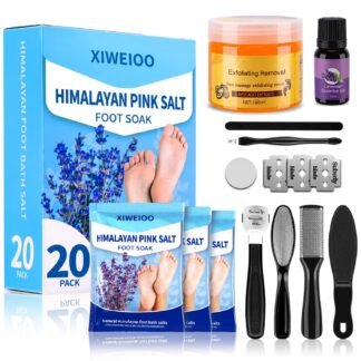 20 Pack Himalayan Pink Salt Feet Soak lavender foot soaking Pedicure kit Supplies for Foot Spa Foot Soak Salts with Epsom Salt for Soaking Lavender Pedicure kit Callus Remover