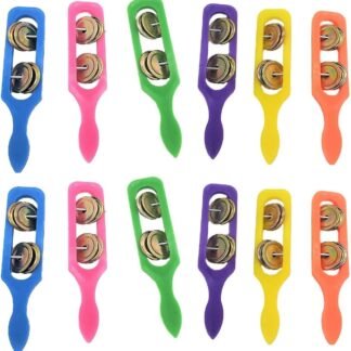 24 Cymbals with Plastic Handles (5") - Kids Party Supplies, Preschool Musical Instruments, Noisemakers (24 Pack, Multicolor)