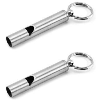2PCS Mini Stainless Steel Survival Whistle Perfect for Camping, Hiking and Boating Loud Emergency Whistle with Far Distance Rang for Sporting Events and Call Your Dog，Keychain...