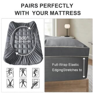 3 Inch Mattress Topper Rv Queen Size 1300GMS Soft Down Alternative Fill Pillow Top, Extra Thick Padded Mattress Pad & Protector, Breathable & Supportive for 8"-21" Deep Pocket