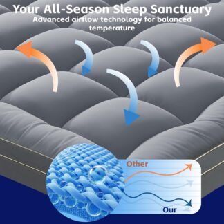 3 Inch Mattress Topper Rv Queen Size 1300GMS Soft Down Alternative Fill Pillow Top, Extra Thick Padded Mattress Pad & Protector, Breathable & Supportive for 8"-21" Deep Pocket