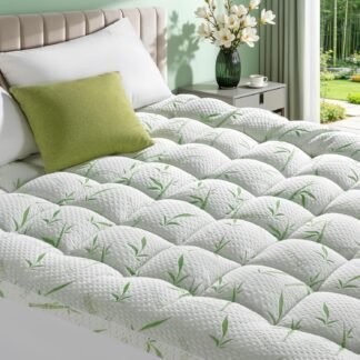 3 Inch Mattress Topper - Viscose Made from Bambu,Cooling Soft Pillow Top Mattress Pad Cover for Back Pain,Mattress Protector with 8-21 Inch Deep Pocket (Queen,60"x80")