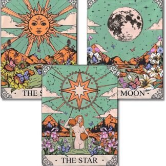 3 Pack Tarot Cards Stamped Cross Stitch Kits - Sun Moon Stars Embroidery Kits for Beginners Adults,11 CT Patterns Dimensions Counted Cross Stitch Kits Arts Craft Kits 12 x 16 inch