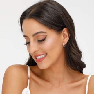 3 Pairs 925 Sterling Silver Hoop Earrings | Small White Gold Plated Hoop Earrings for Women (13mm,15mm,20mm，25mm,30mm,40mm,50mm,60mm)