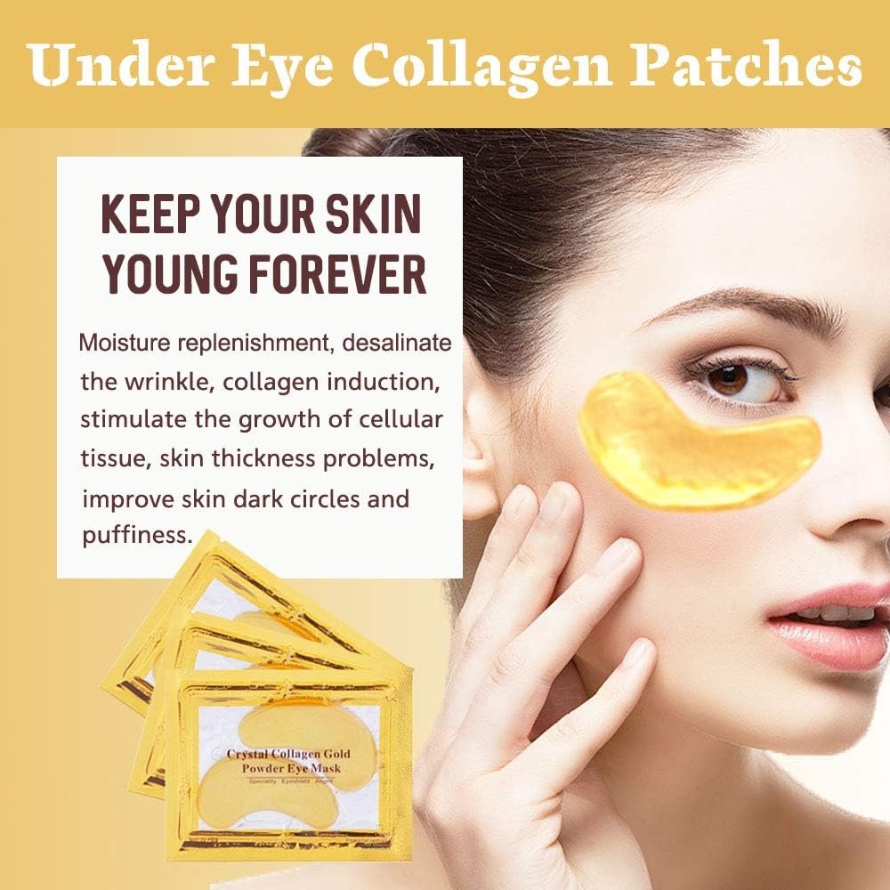 30 Pairs Under Eye Collagen Patches Gold Moisturizing Under Eye Mask Under Eye Gel Pads for dark circles and puffiness - lunas-mystic-emporium.com 30 Pairs Under Eye Collagen Patches, Gold Moisturizing Under Eye Mask, Under Eye Gel Pads for dark circles and puffiness