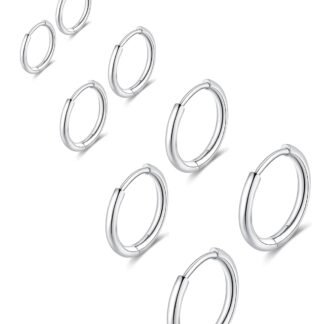 316L Surgical Stainless Steel Huggie Hoop Earrings 6mm 8mm 10mm 11mm 12mm 14mm Hypoallergenic Earrings Hoop Cartilage Helix Lobes Hinged Sleeper Earrings For Men Women