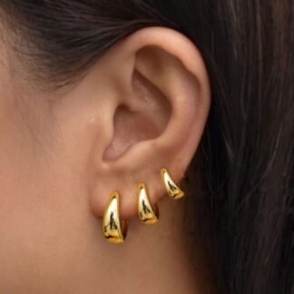 3Pairs Gold Hoop Earrings Set for Women Trendy Chunky Huggie Dainty Earring Jewelry for Women Teens