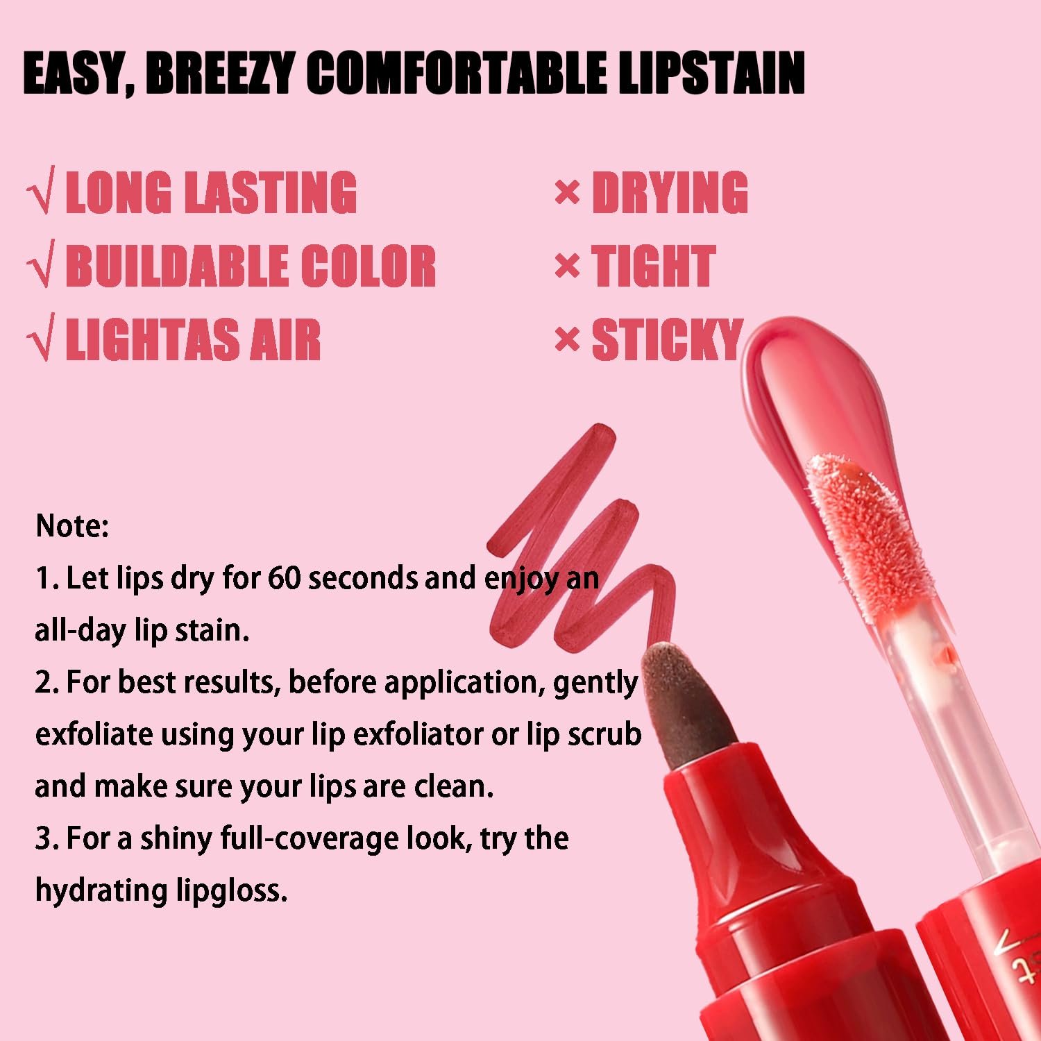 3pcs Lip Stain with Precise Pen-Like Tip Chisel Tip Marker Lipstain Smooth Application Satin Stained Finish Matte Color Look Transfer-Proof All Day Wear Lip Color - lunas-mystic-emporium.com 3pcs Lip Stain with Precise Pen-Like Tip, Chisel Tip Marker Lipstain, Smooth Application, Satin Stained Finish, Matte Color Look, Transfer-Proof, All Day Wear Lip Color