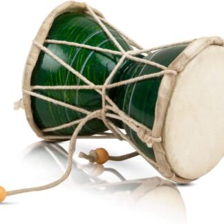 4 Inch Small Handmade Traditional Authentic Wooden & Leather Classical Indian Folk Dumroo Damroo Damaru Hand Drum Percussion Instrument Set, Decorative Collectible Showpiece...