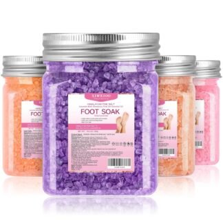 4 Pack Foot Soak Salts Kit Himalayan Pink Salt Tea Tree Oil Lavender rose Pure Epsom Salt Soak Pedicure Salt Softens Calluses & Soothes Foot Care Gifts for Mom women