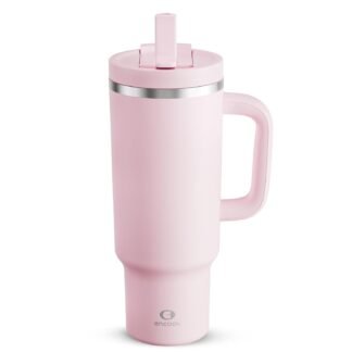 40 oz Tumbler with Handle and Straw: Stainless Steel Insulated Tumbler Keeps Cold for 24 Hours, Leakproof Travel Cup Fits in Cup Holder and BPA-Free, Cotton Candy