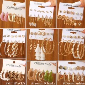 45 Pairs Gold Hoop Earrings for Women, Chunky Twisted Small Big Hoops Earring Packs Set, Earrings for women multipack, Fashion Trendy Earrings Jewelry for Birthday Party...