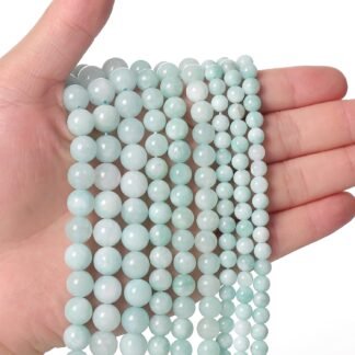 45pcs 8mm Natural Stone Beads Cyan Angelite Beads Energy Crystal Healing Power Gemstone for Jewelry Making, DIY Bracelet Necklace