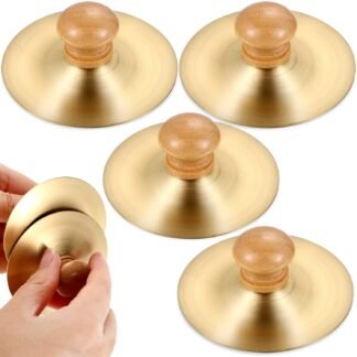 4Pcs Finger Cymbals with Wooden Handles, Finger Cymbals Percussion Instrument, Mini Belly Dance Hand Cymbal, Metal Finger Zills，7cm/2.75in