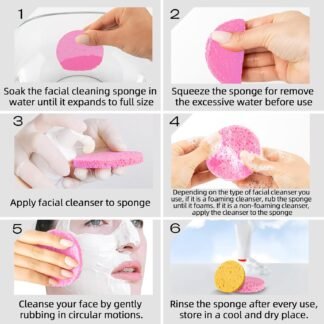 50-Count Compressed Facial Sponges|Kickleen 100% Natural Cellulose Cosmetic Spa Sponges for Daily Facial Cleansing|Makeup and Mask Removal|Exfoliating|Skin Massage|Pore...