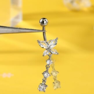 5PCS Belly Button Rings for Women 14G Dangle Navel Piercing Jewelry Set Surgical Stainless Steel Body Jewelry with CZ Butterfly Flower Teardrop Barbell for Beach Festival Daily - lunas-mystic-emporium.com 5PCS Belly Button Rings for Women 14G Dangle Navel Piercing Jewelry Set Surgical Stainless Steel Body Jewelry with CZ Butterfly Flower Teardrop Barbell for Beach Festival Daily