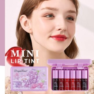 6 Colors Grapes Lip Tint Stain Set, Korean Lip Gloss Watery Lip Stain, Lipstick for Women, Lip Gloss for Girls, Blush for Cheeks, Non-Stick Cup, Waterproof, High Pigment, Lip...