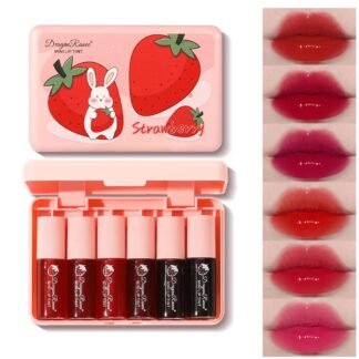 6 Colors Lip Tint Stain Set, Korean Makeup Lip Stain Moisturizing Mini Liquid Lipstick, Multi-use Lip and Cheek Tint, Long lasting Non-Stick Cup Waterproof, Cute Stuff, Lip...