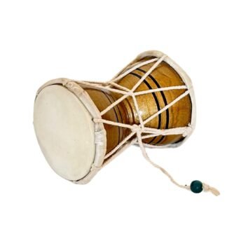 6 Inch Small Handmade Traditional Authentic Wooden & Leather Classical Indian Folk Dumroo Damroo Damaru Hand Drum Percussion Instrument Set, Decorative Collectible Showpiece...