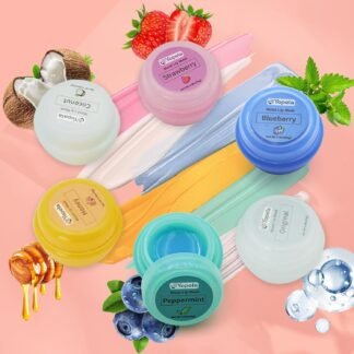 6 Pack Cute Lip Mask Sleeping Overnight for Dry Lips with Coconut Oil and Beeswax -Smoothing Hydrating Softening Plumoing Moisturizing with Small Lip Brush 6 Flavors Gift for...