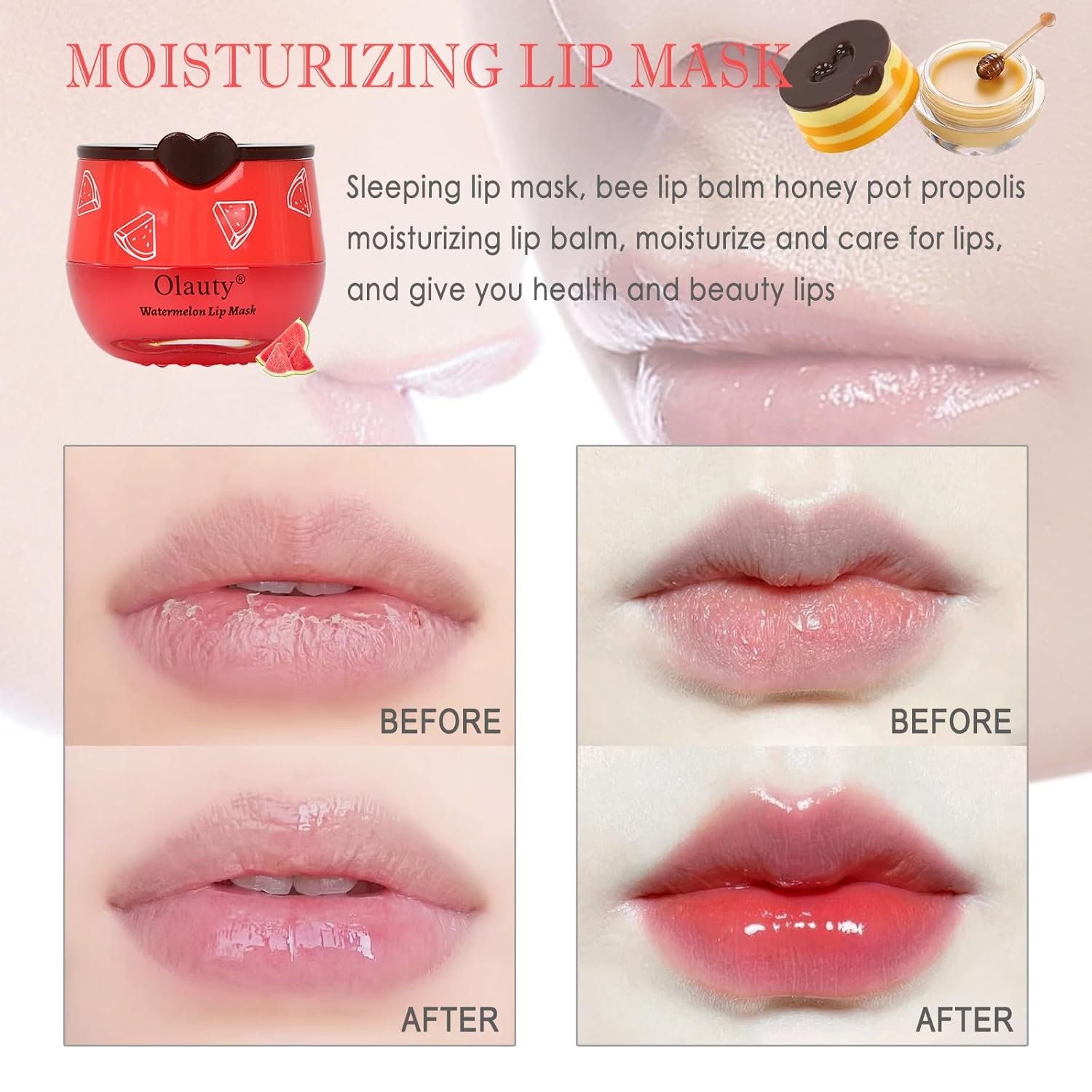 6 PCS Bee Lip Balm Lip Mask Honey Pot Valentines Day Gifts Propolis Lip Mask Overnight Moisturizing Lip Balm with Stick Sleeping Lip mask Hydrating Prevention Dry Cracked - lunas-mystic-emporium.com 6 PCS Bee Lip Balm Lip Mask Honey Pot, Valentines Day Gifts, Propolis Lip Mask Overnight Moisturizing Lip Balm with Stick, Sleeping Lip mask Hydrating Prevention Dry & Cracked,...