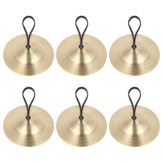 6 Pcs Finger Cymbals Wrapped Fingers Instrument Gold Metal Mini Percussion 2.1 Inch Brass Belly Dance Cymbals Finger for Dancer Party Music Band (6 Pcs/3 Pair)