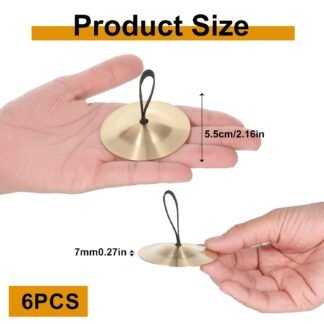 6 Pieces Finger Cymbals, Brass Musical Instrument, Belly Dancer Finger Dance Accessories, Percussion Zills Instruments