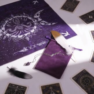 6pcs Tarot Card Set with Tarot Bag Tarot Card Set with Feathers and Crystal Tarot Card Accessories