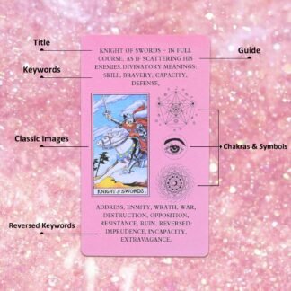 78 Beginner Pink Learning Tarot Cards Deck Tarot with Meanings, Illustrated Tarot Deck for Divination, Meditation & Gifts
