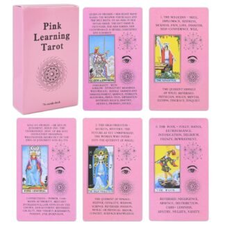 78 Beginner Pink Learning Tarot Cards Deck Tarot with Meanings, Illustrated Tarot Deck for Divination, Meditation & Gifts