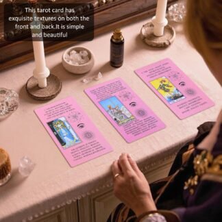 78 Beginner Pink Learning Tarot Cards Deck Tarot with Meanings, Illustrated Tarot Deck for Divination, Meditation & Gifts