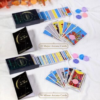 78 Classic Tarot Cards with Guide Book, Traditional Standard Tarot Cards Set for Fortune Telling Game and Board Game for Beginners and Experts