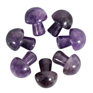 7Pcs Crystal Hand Carved Gemstone Mushrooms Crafts Healing Chakra Decor, Sculpture Stone Statue Figurine, Amethyst