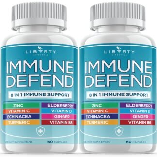 8 in 1 Immune Defense Support, Immunity Vitamins Supplement Booster Zinc 50mg, Vitamin C Elderberry VIT D3 5000 IU, Turmeric Curcumin & Ginger, Echinacea - Allergy Relief for...