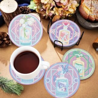 8 Pack Diamond Art Coasters Kits-Tarot Diamond Painting Coasters Kit Set with Holder Cork Pads,5D DIY Magic Bottle Diamonds Art Non Slip Coaster Crafts Kits for Adults Beginners