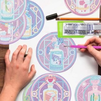 8 Pack Diamond Art Coasters Kits-Tarot Diamond Painting Coasters Kit Set with Holder Cork Pads,5D DIY Magic Bottle Diamonds Art Non Slip Coaster Crafts Kits for Adults Beginners