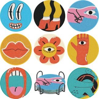 8 Pack Diamond Art Coasters Kits-Tarot Diamond Painting Coasters Kit Set with Holder Cork Pads,5D DIY Magic Bottle Diamonds Art Non Slip Coaster Crafts Kits for Adults Beginners