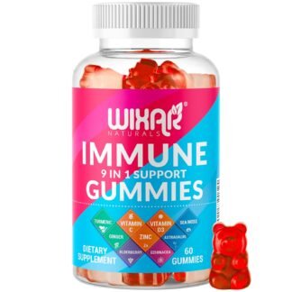 9 in 1 Immune Support Gummies with Elderberry, Vitamin C&D, Zinc, Turmeric, Ginger, Echinacea, Astragalus & Sea Moss for Immunity Supplement - 60 Gummies