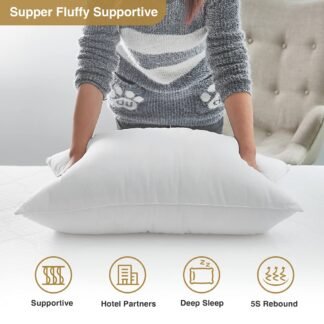 Acanva Bed Pillows for Sleeping, Cooling Hotel Quality with Premium Soft 3D Down Alternative Fill for Back, Stomach or Side Sleepers, Standard (Pack of 4), White
