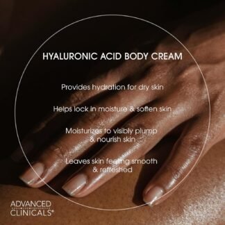 Advanced Clinicals Hyaluronic Acid Moisturizer Body Cream W/Vitamin E | Hydrating Cream & Body Lotion For Women & Men To Help Improve Look of Wrinkles, Dry Skin, Crepey Looking...