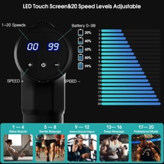 AERLANG Massage Gun, Deep Tissue Muscle Back Massage for Athletes Pain Relief, Percussion Massager with 6 Massages Heads & 20 Speed Fathers Birthday Day Gifts from Daughter...