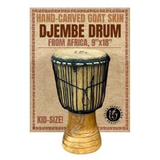 Africa Heartwood Project Hand-Carved Djembe Drum from Africa - 9"x18" Classical Heartwood Djembe Musical Instrument (Random Carving) Solid Wood & Natural Goat Skin - Ready to...
